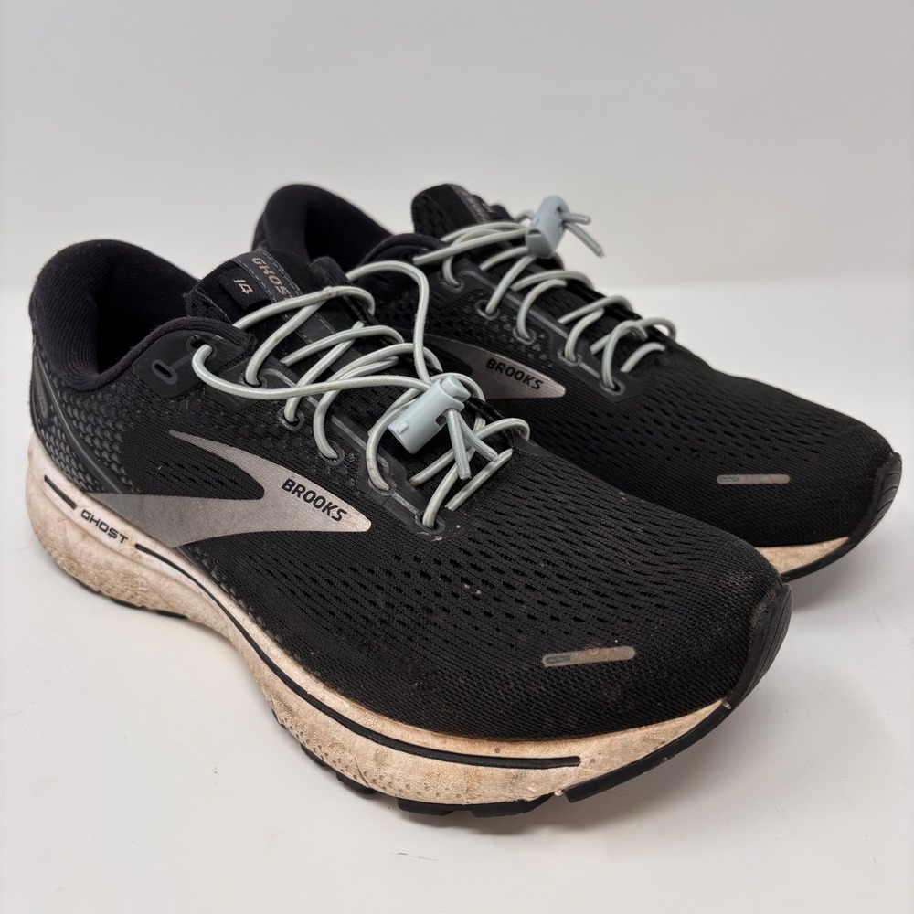 Brooks Ghost 14 Mens Running Shoes Black Grey Neutral Athletic Sneakers 9.5